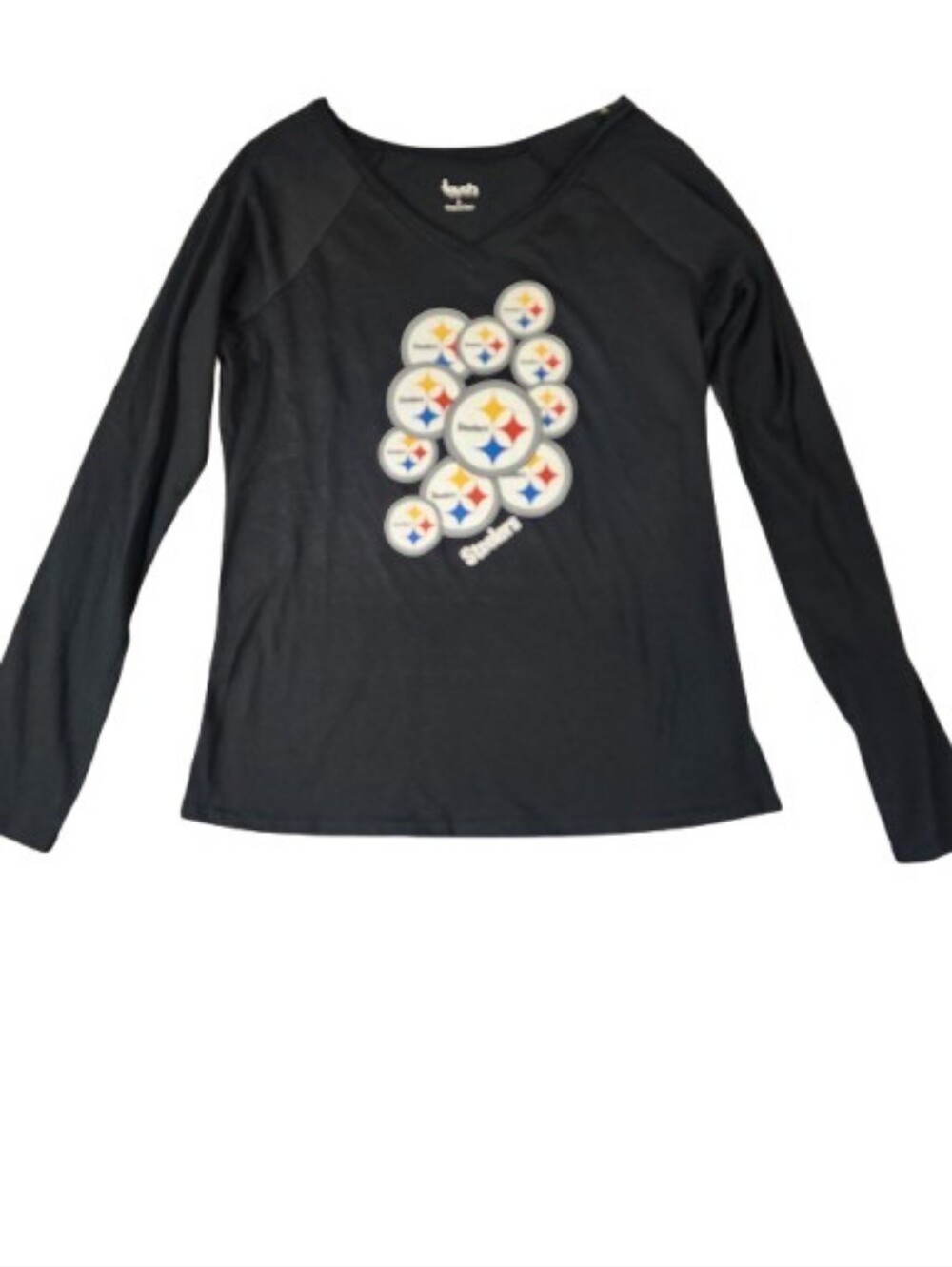 Touch By Alyssa Milano NFL Steelers Black Long Sleeve Graphic Tee Lightweight L